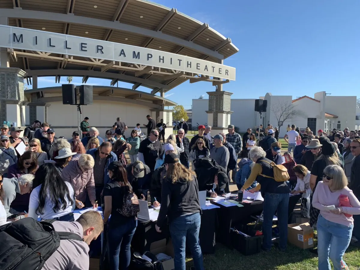 Some of the 1,200 parents who joined the Leave Our Kids Alone rally held in Fontana, Calif., on Jan. 13, 2024. (Courtesy of Nicole Pearson)