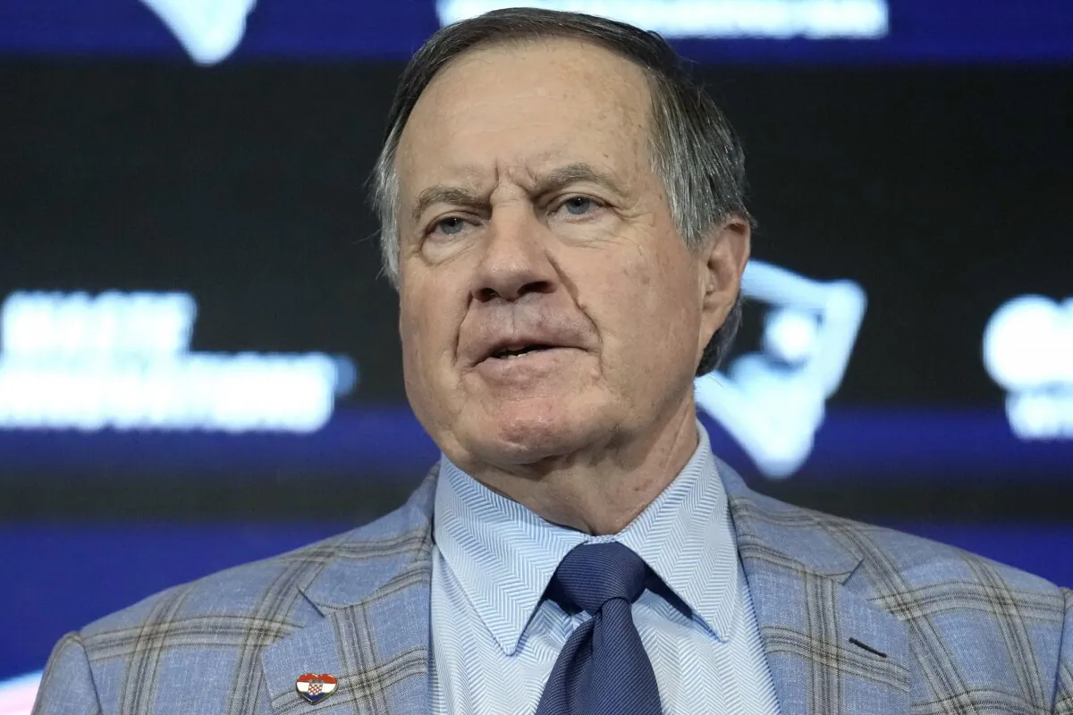 Former New England Patriots head coach Bill Belichick faces reporters during a news conference in Foxborough, Mass., on Jan. 11, 2024, held to announce that he has agreed to part ways with the team. (Steven Senne/AP Photo)