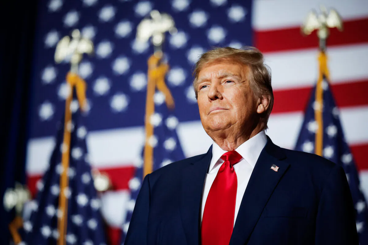 Former President Donald Trump speaks at his caucus night event at the Iowa Events Center in Des Moines, Iowa, on Jan. 15, 2024. (Chip Somodevilla/Getty Images)
