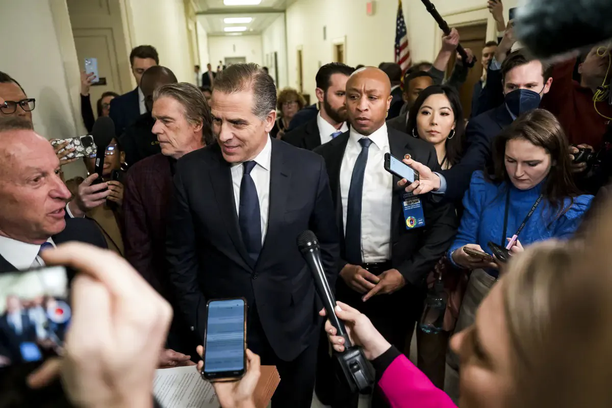Hunter Biden, son of President Joe Biden, departs a House Oversight Committee meeting at Capitol Hill in Washington on Jan. 10, 2024. (Kent Nishimura/Getty Images)