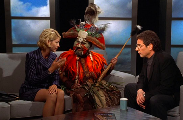 three people on couch in tv studio in KRIPPENDORF'S TRIBE