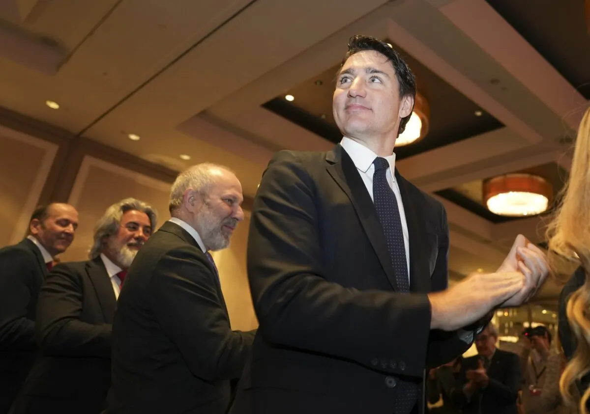 Prime Minister Justin Trudeau arrives to speak at a breakfast with members of the Chamber of Commerce of Metropolitan Montreal, in Montreal, on Jan. 16, 2024. (The Canadian Press/Christinne Muschi)