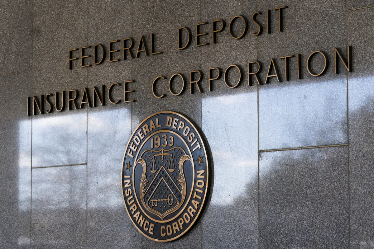 The Federal Deposit Insurance Corporation seal outside its headquarters, in Washington, D.C., on March 14, 2023. (Manuel Balce Ceneta/AP Photo)