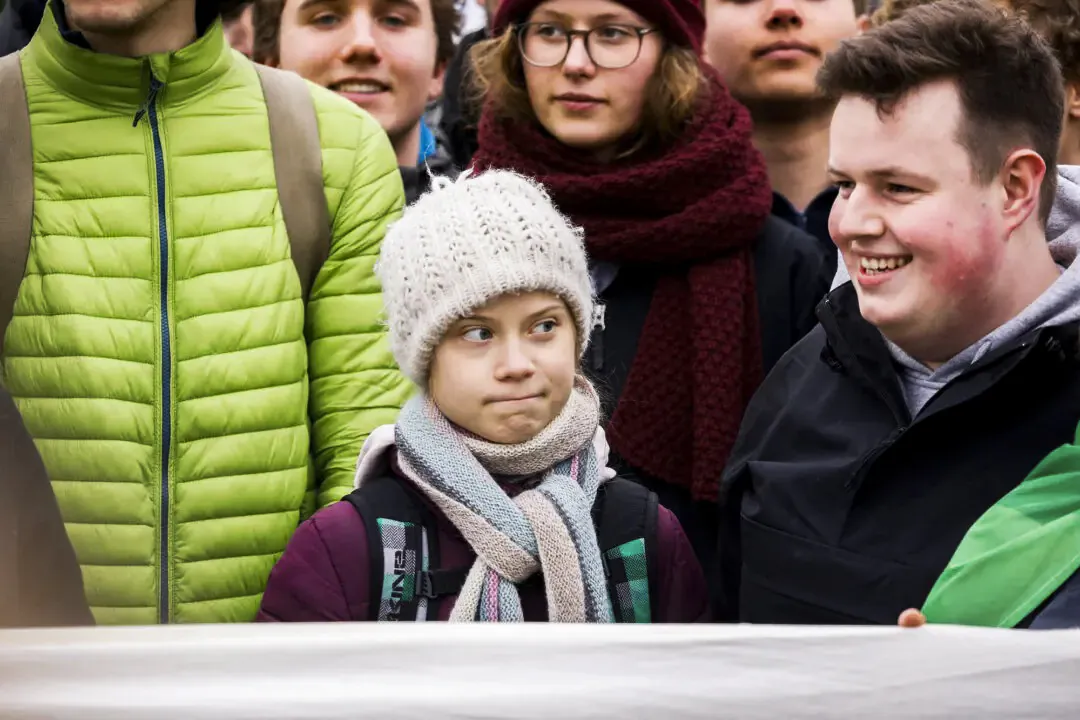 Swedish teen climate activist Greta Thunberg (C) takes part in protest over climate change, in Hamburg, Germany, on Feb. 21, 2020. (Morris Mac Matzen/AFP/Getty Images)