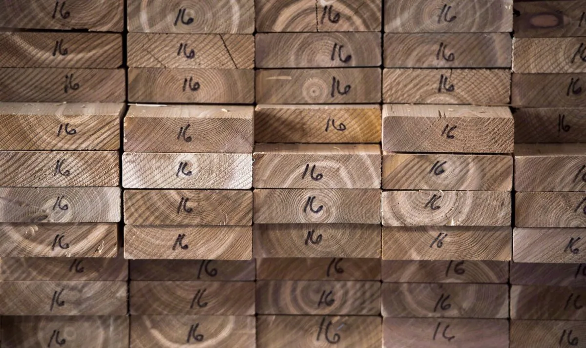 Cedar planks are stacked at a lumber yard in Montreal, on April 25, 2017. (The Canadian Press/Paul Chiasson)