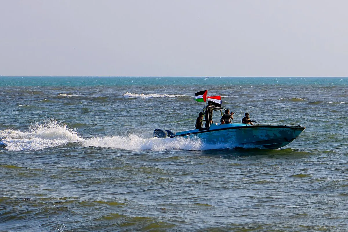 Members of the Yemeni Coast Guard affiliated with the Houthi group patrol the Red Sea on Jan. 4, 2024. (AFP via Getty Images)