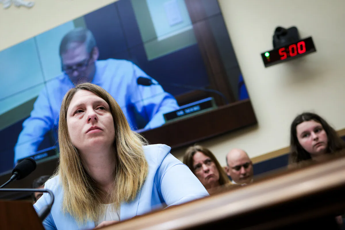 Tammy Nobles, the mother of Kayla Hamilton who was allegedly murdered by an unaccompanied minor MS-13 gang member, testifies before the House Subcommittee on Immigration Integrity, Security, and Enforcement on Capitol Hill in Washington on May 23, 2023. (Win McNamee/Getty Images)
