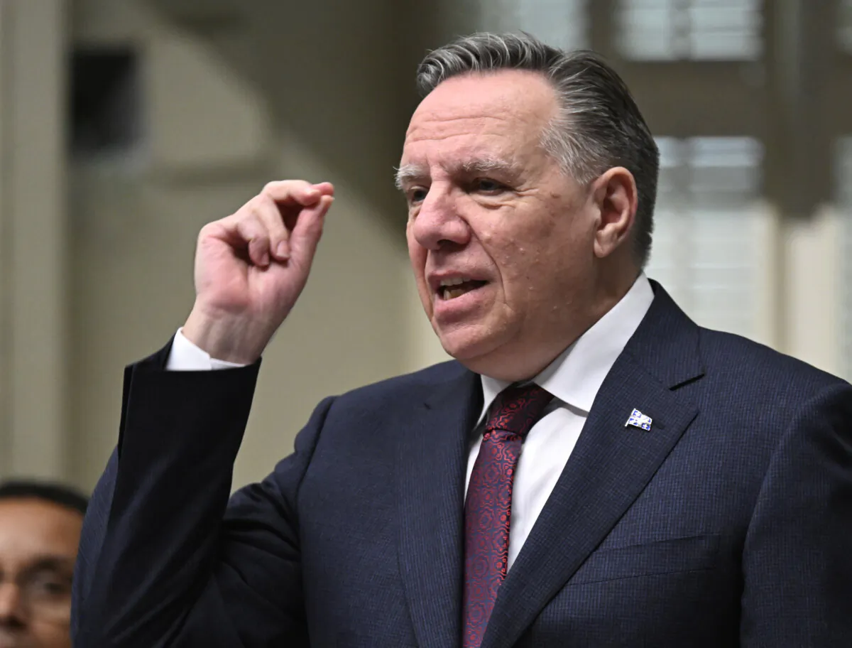 Quebec Premier Francois Legault responds to the Opposition during question period at the legislature in Quebec City on Dec. 7, 2023 (The Canadian Press/Jacques Boissinot)