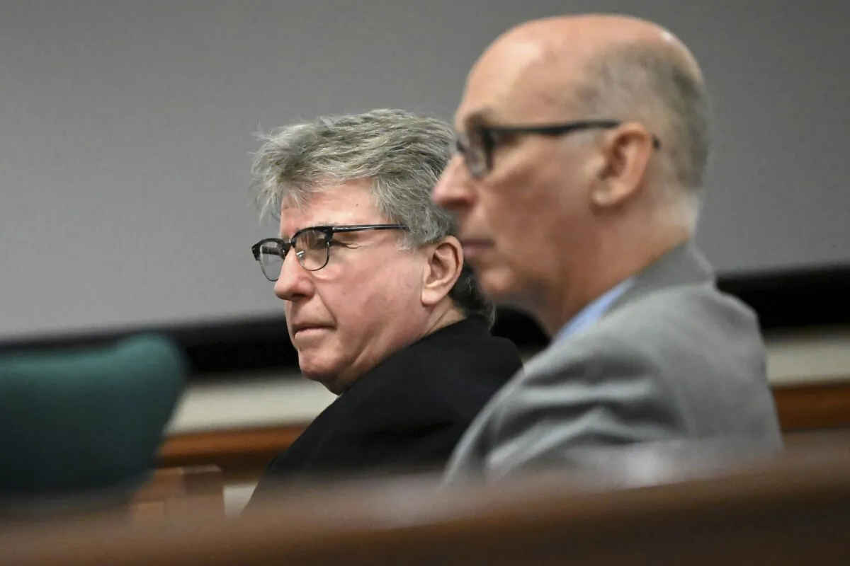 Defendant Kevin Monahan (L) listens to opening statements in his murder trial at the Washington County Courthouse in Fort Edward, N.Y., on Jan. 11, 2024. (Will Waldron/The Albany Times Union via AP, Pool)