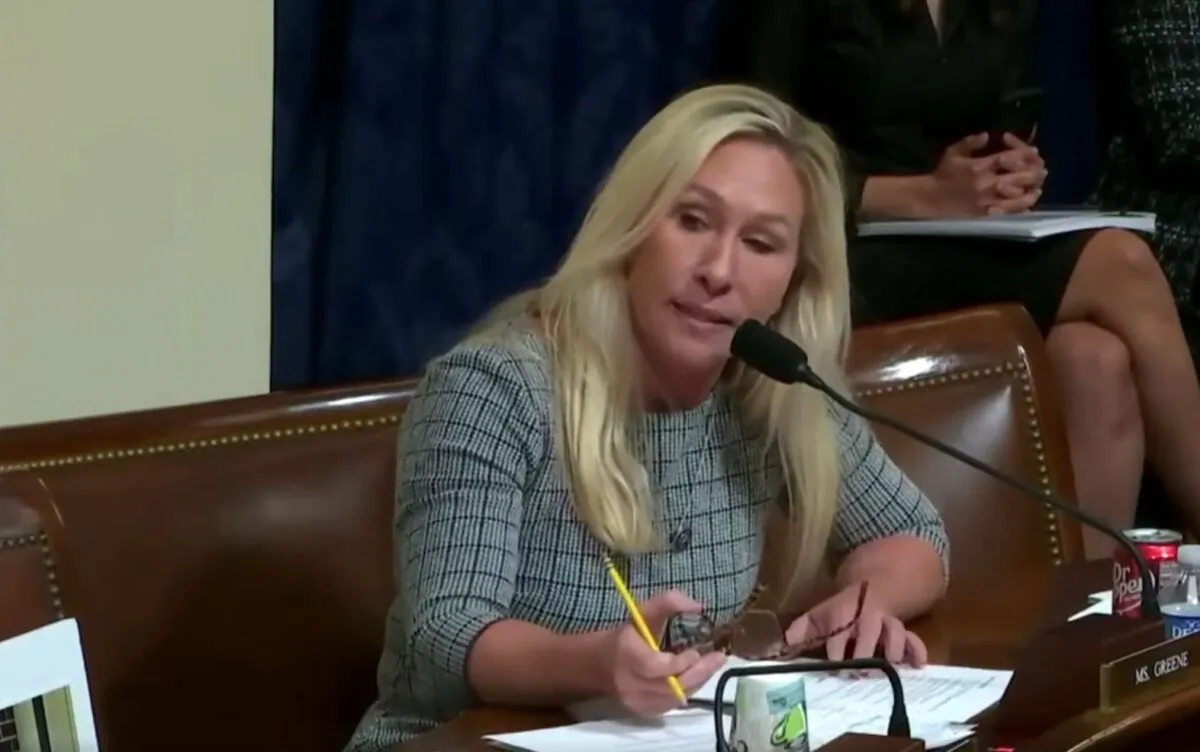 Rep. Marjorie Taylor Green (R-Ga.) speaks at a House Committee on Homeland Security hearing in Washington on Jan. 18, 2024. (NTD)