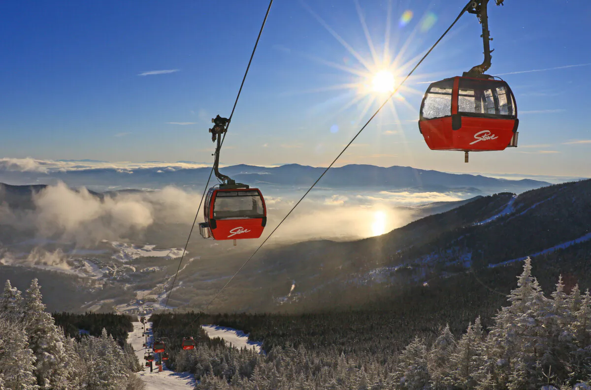 The iconic gondola on a bluebird day at the Stowe Mountain Resort in Northern Vermont. (Courtesy of Stowe Mountain Resort)