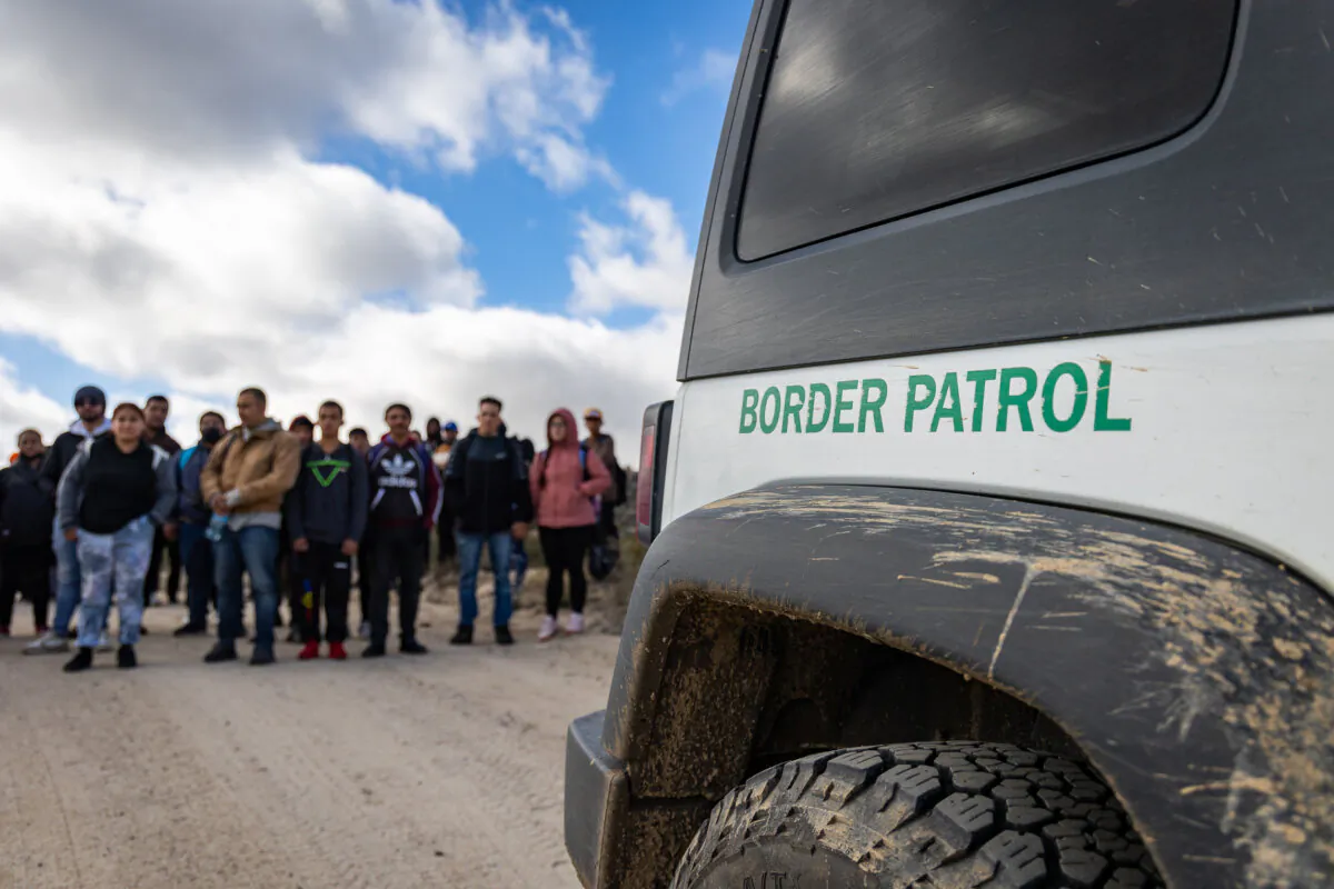 Border Patrol agents monitor migrant crossings in Jacumba, Calif., on Jan. 10, 2024. (John Fredricks/The Epoch Times)