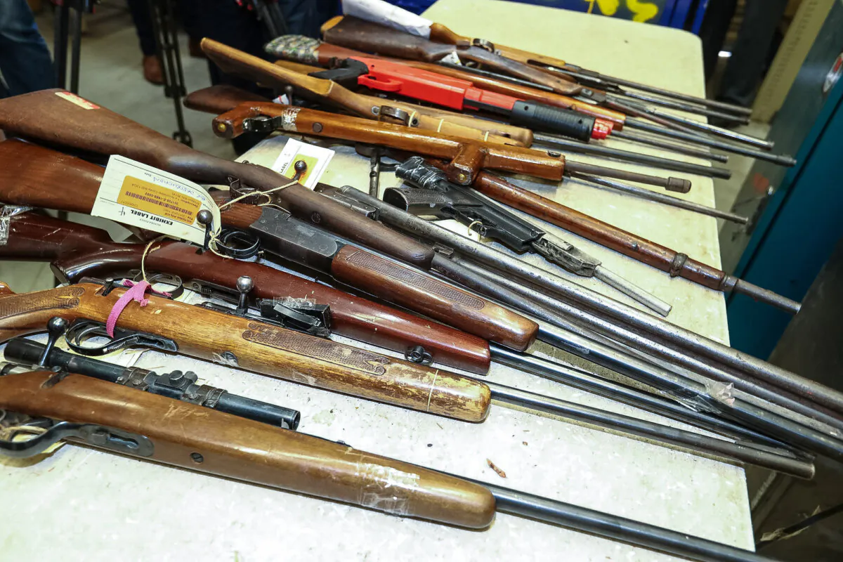 Weapons that were surrendered due to the National Firearm Amnesty are seen at the Victoria Police Forensic Services Centre in Melbourne, Australia, on Aug. 11, 2017. (Robert Cianflone/Getty Images)
