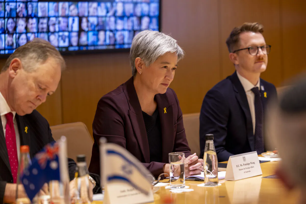 A supplied image shows Australian Minister for Foreign Affairs Penny Wong in a meeting with Israeli Minister of Foreign Affairs Israel Katz at the Ministry of Foreign Affairs of Israel in in Givat Ram, Jerusalem, Israel, Jan. 17, 2024. As the number of Palestinians being killed in the Gaza war continues to climb since the October 7 Hamas attack, Penny Wong has urged for genuine steps towards peace and security. (AAP Image/Supplied by Daniel Walding, Department of Foreign Affairs and Trade)