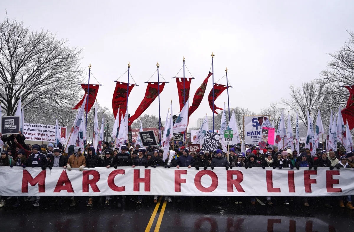 People attend the annual March for Life rally on the National Mall in Washington on Jan. 19, 2024. (Kent Nishimura/Getty Images)