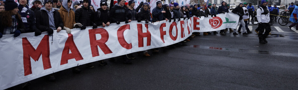 People attend the annual March for Life rally on the National Mall in Washington on Jan. 19, 2024. (Anna Moneymaker/Getty Images)