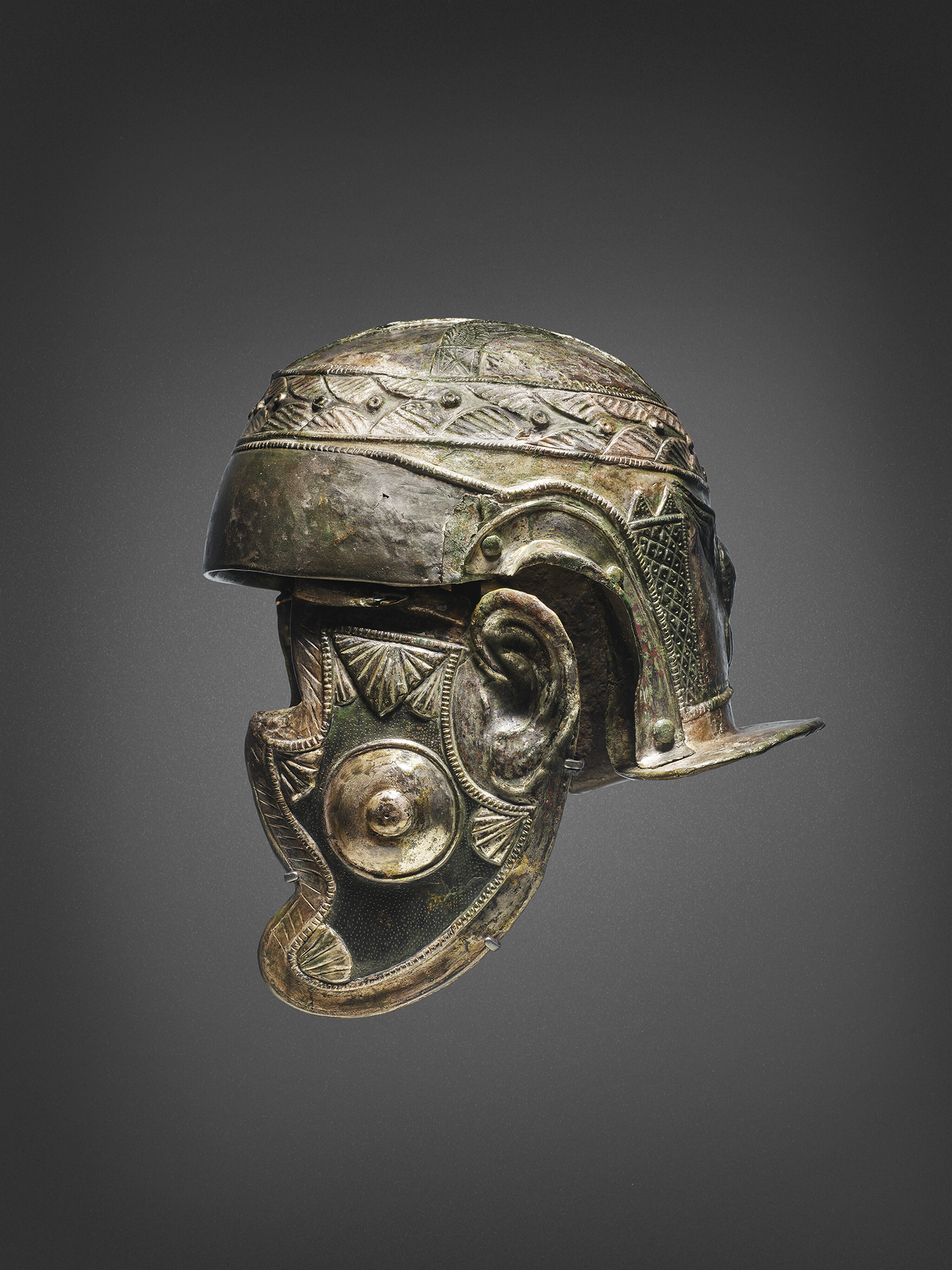 A Roman Iron And Tinned Bronze Cavalry Helmet (one time use only)