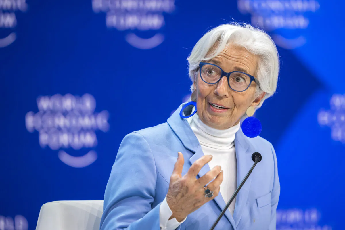 European Central Bank President Christine Lagarde attends a session on the closing day of the World Economic Forum (WEF) annual meeting in Davos, on Jan. 19, 2024. (Fabrice Coffrini / AFP)