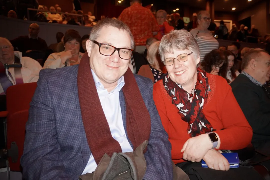 Reynold and Jane Atack Lee attended the Shen Yun performance at Royal & Derngate, in Northampton, U.K., on Jan. 19, 2024. (Chloe Hsiao/The Epoch Times)