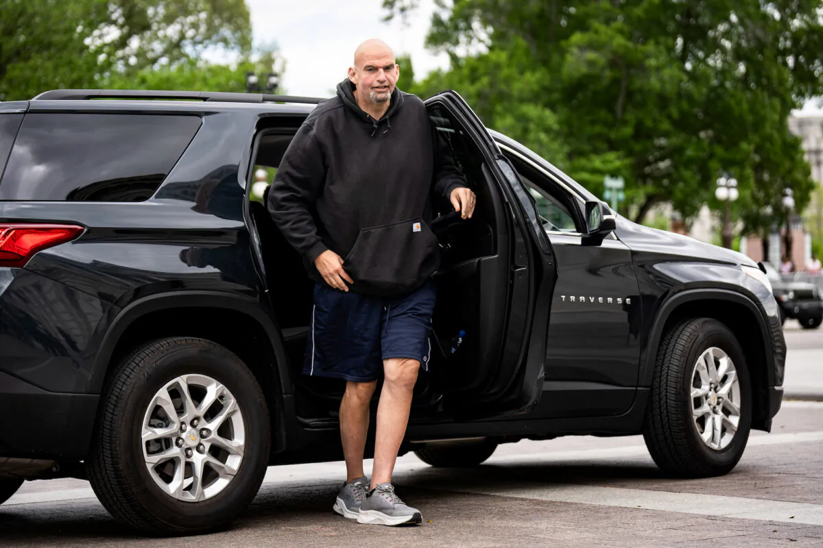 Sen. John Fetterman (D-Pa.) arrives at the U.S. Capitol in Washington on April 17, 2023. (Drew Angerer/Getty Images)