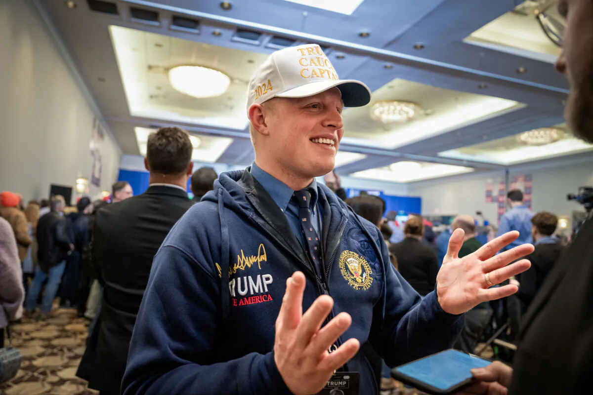 Pastor Joel Tenney from Iowa speaks during an interview with The Epoch Times at a Trump rally in Concord, N.H., on Jan. 19, 2024. (Madalina Vasiliu/The Epoch Times)