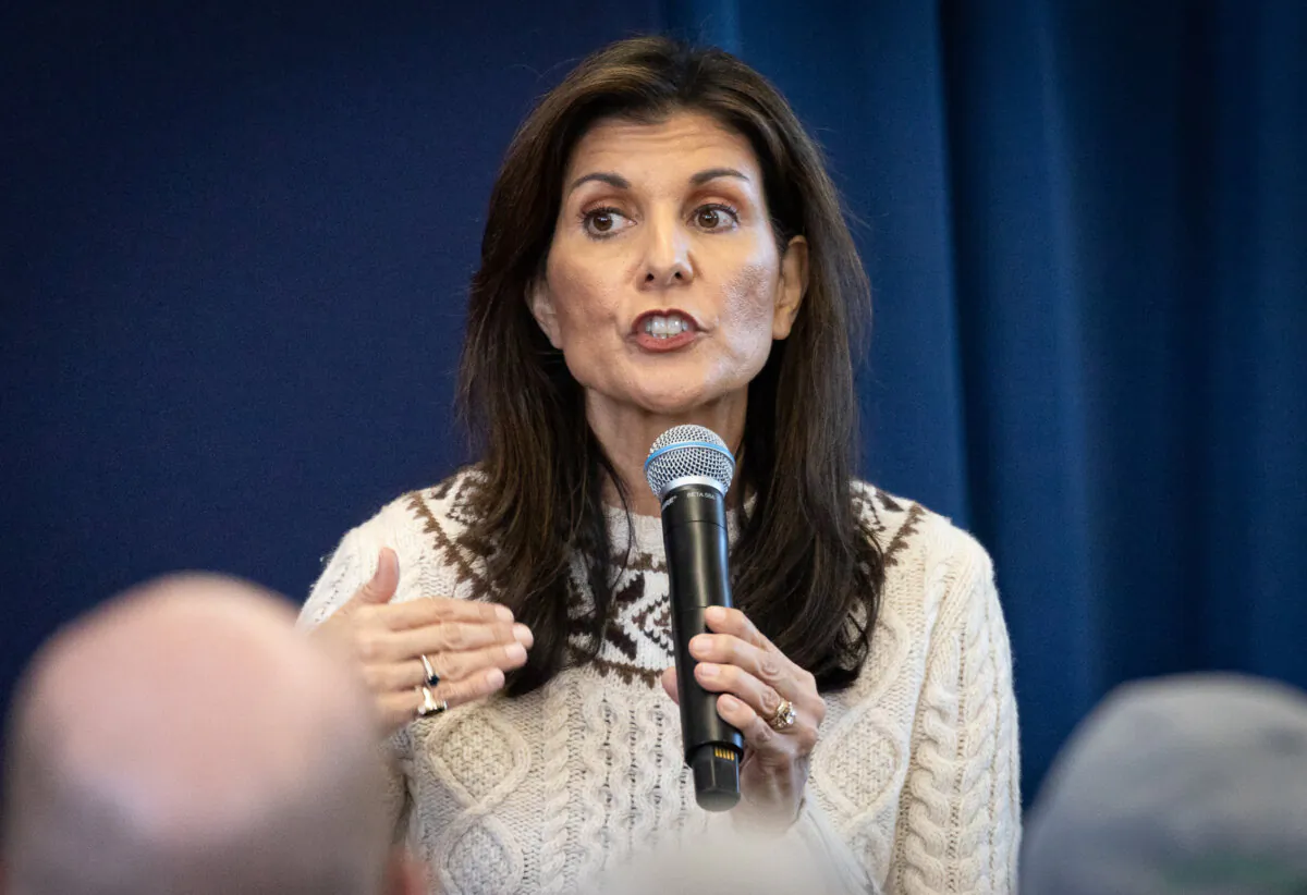 Nikki Haley speaks in Derry, N.H., on Jan. 21, 2024. (John Fredricks/The Epoch Times)