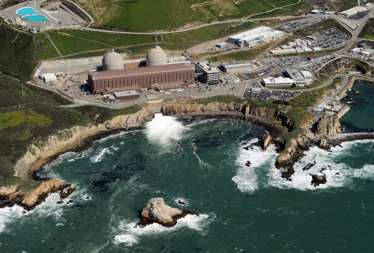 Aerial view of the Diablo Canyon Nuclear Power Plant which sits on the edge of the Pacific Ocean at Avila Beach in San Luis Obispo County, California on March 17, 2011. (Mark Ralston/AFP via Getty Images)