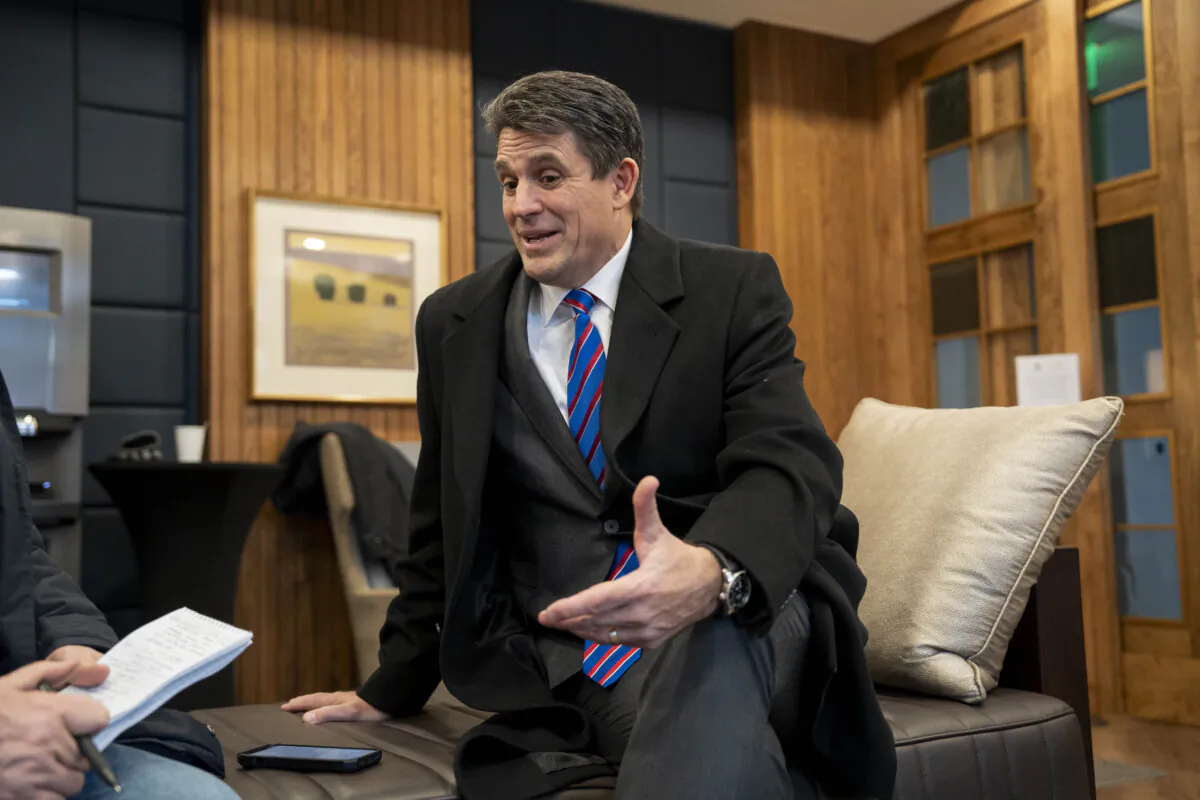 Republican presidential candidate Ryan Binkley speaks during an interview with The Epoch Times in Concord, N.H., on Jan. 21, 2024. (Madalina Vasiliu/The Epoch Times) 