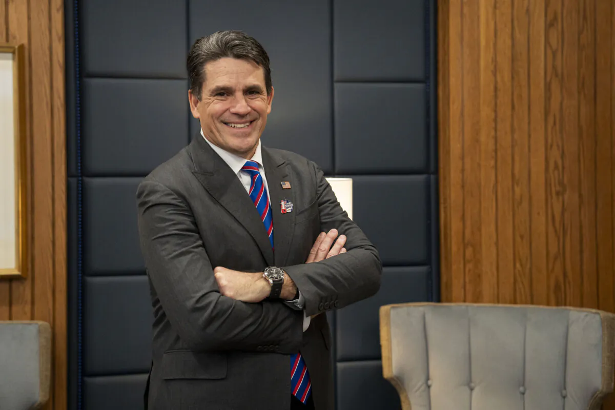Republican presidential candidate Ryan Binkley speaks during an interview with The Epoch Times in Concord, N.H., on Jan. 21, 2024. (Madalina Vasiliu/The Epoch Times)