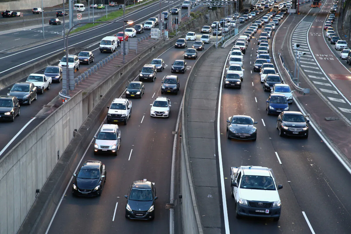 Traffic is gridlocked in Sydney, Australia, on March 12, 2014. (Cameron Spencer/Getty Images)