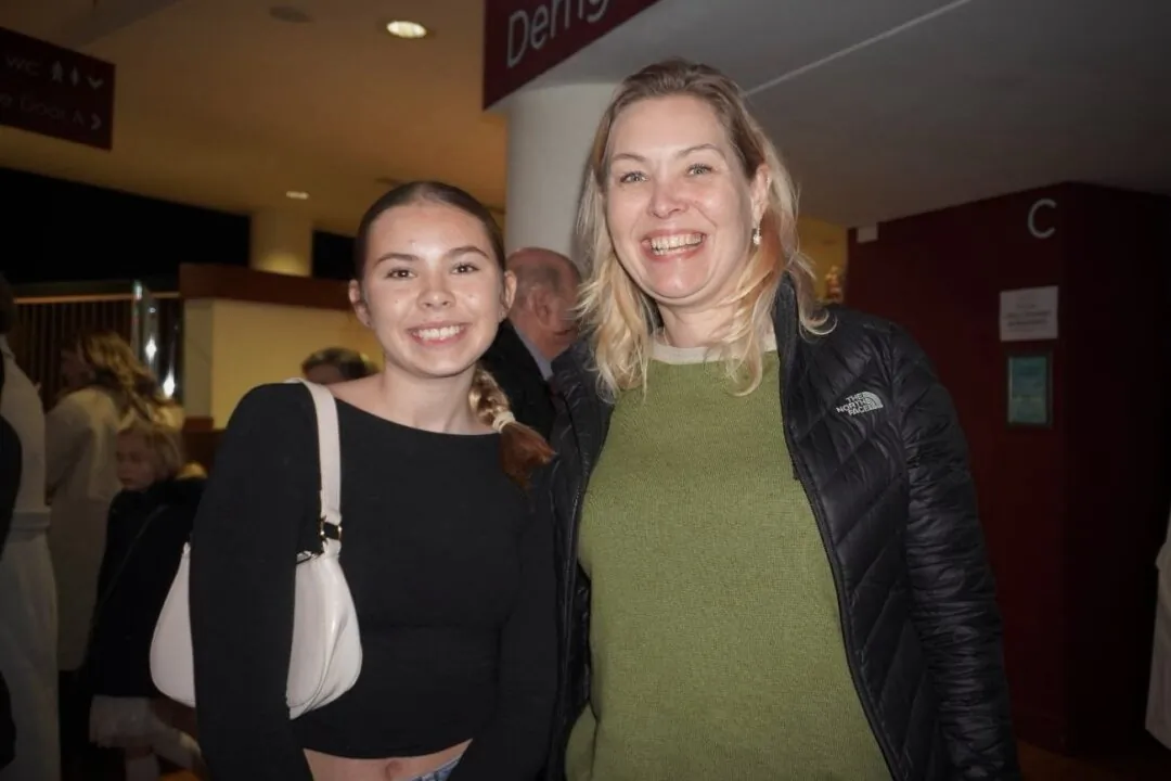 Sue Chalmers (R) and her daughter Eva attended Shen Yun Performing Arts at Royal & Derngate, in Northampton, on Jan. 21, 2024. (Mary Zhang/The Epoch Times)