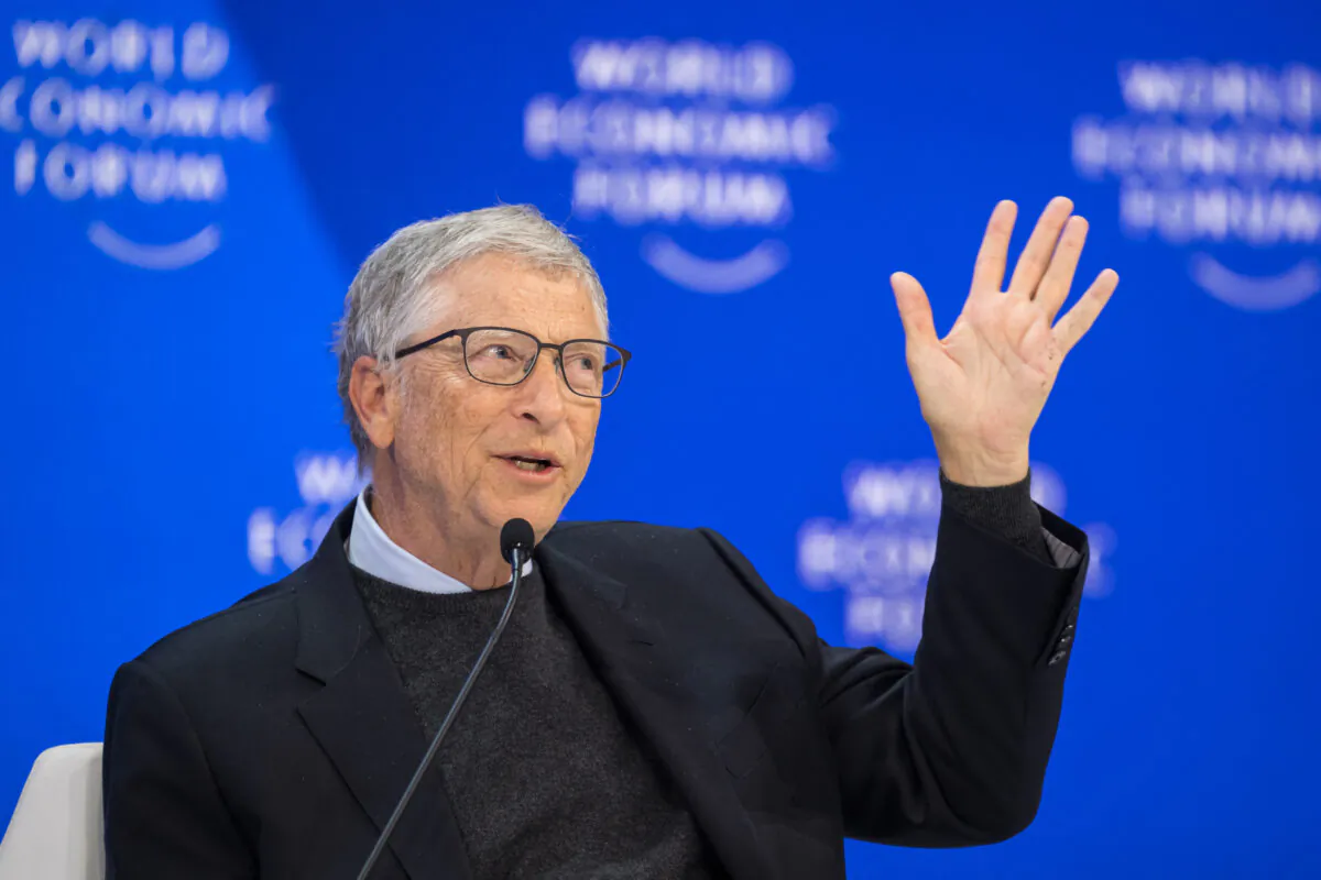 Microsoft co-founder Bill Gates attends a session at the World Economic Forum (WEF) meeting in Davos, Switzerland, on Jan. 17, 2024. (Fabrice Coffrini/AFP via Getty Images)