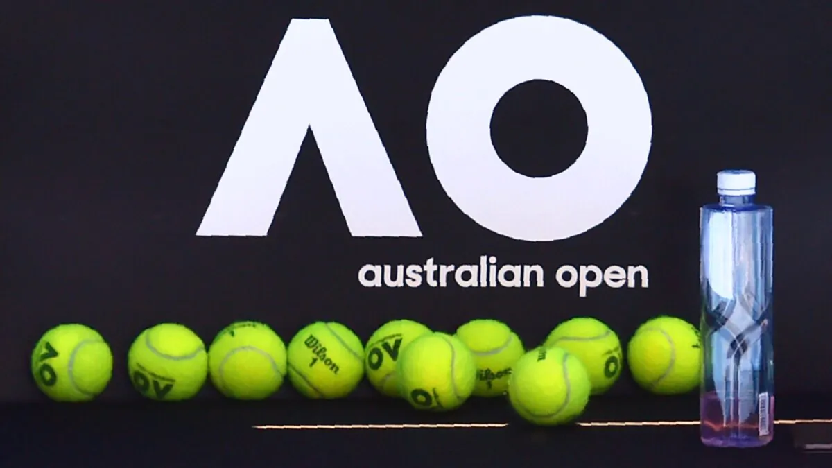 Official tennis balls for the Australian Open are seen on a chair during a practice session ahead of the Australian Open tennis tournament in Melbourne on Jan. 14, 2018. (Paul Crock/AFP via Getty Images)