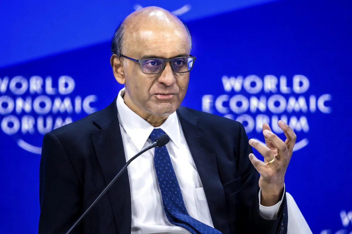 Singapore's President Tharman Shanmugaratnam attends a session on the closing day of the World Economic Forum (WEF) annual meeting in Davos, on Jan. 19, 2024. (Photo by Fabrice COFFRINI / AFP) (Photo by FABRICE COFFRINI/AFP via Getty Images)