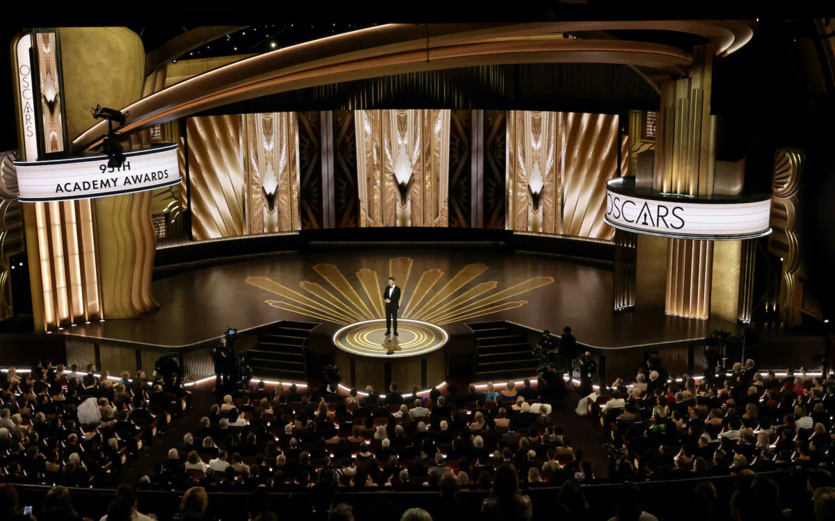 Host Jimmy Kimmel speaks onstage during the 95th Annual Academy Awards at Dolby Theatre in Hollywood, Calif., on March 12, 2023. (Kevin Winter/Getty Images)