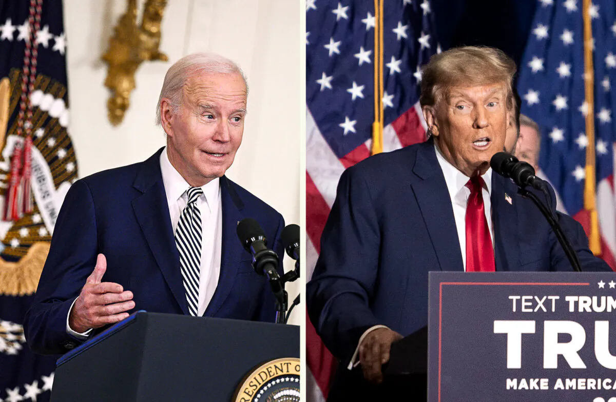 President Joe Biden. (Brendan Smialowski/AFP via Getty Images);
Former President Donald Trump. (John Fredricks/The Epoch Times)