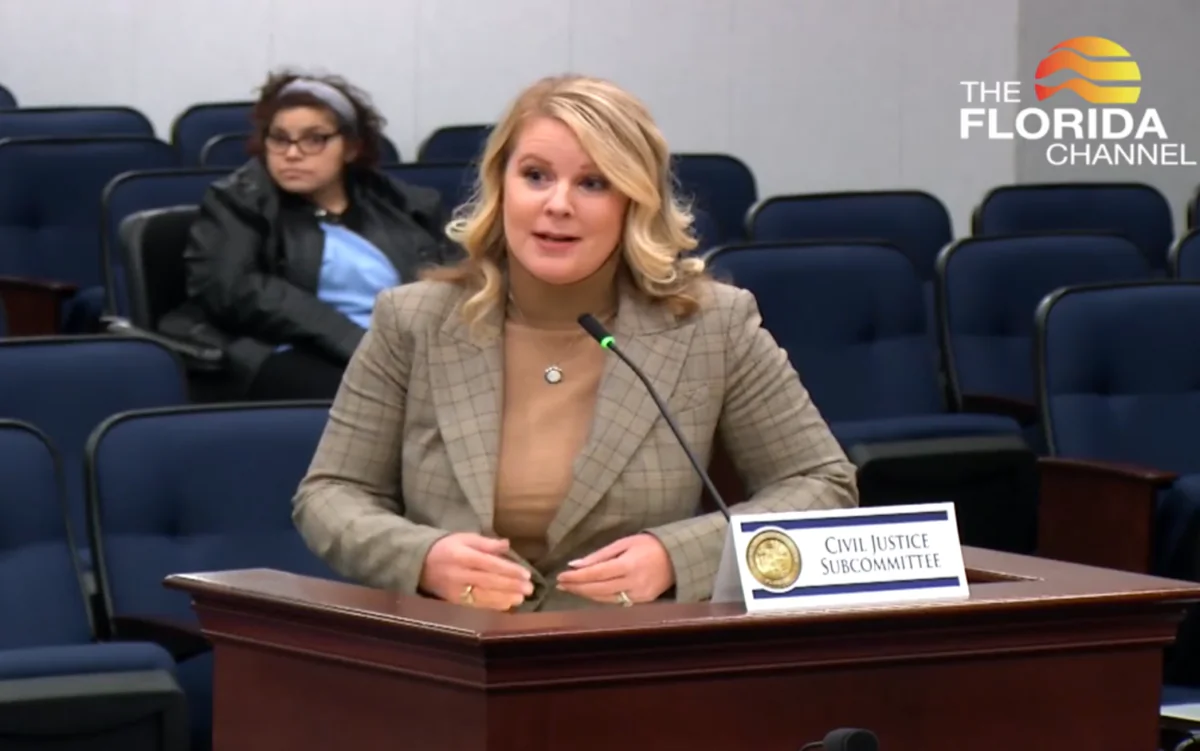 Florida state Rep. Jenna Persons-Mulicka (R-Fort Myers) defends HB 651, a bill to allow parents to sue in the wrongful death of an "unborn child," during a House Civil Justice Subcommittee meeting on Jan. 18, 2024. (Florida House of Representatives/Screenshot via The Florida Channel)