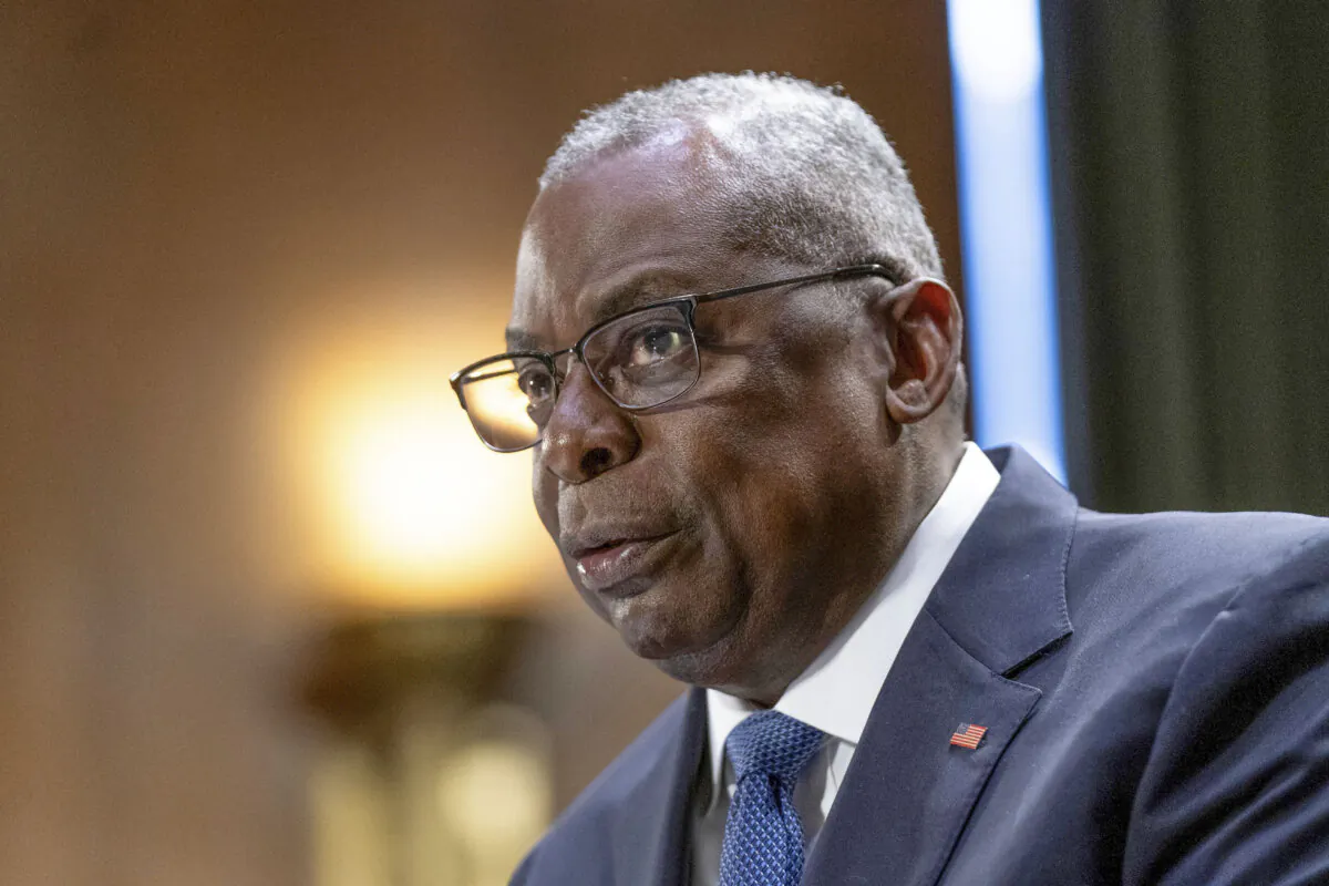 Defense Secretary Lloyd Austin testifies before a Senate Appropriations Committee on Capitol Hill, on Oct. 31, 2023. (Manuel Balce Ceneta/AP Photo)