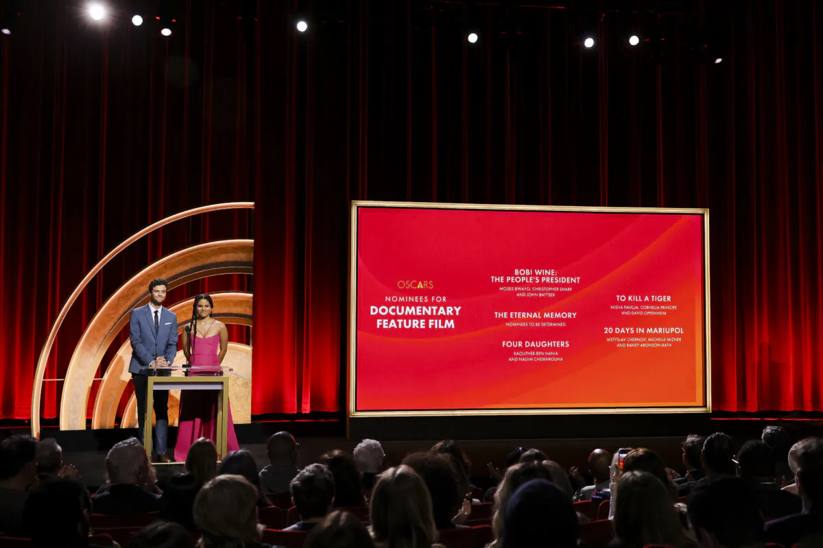 BEVERLY HILLS, CALIFORNIA - JANUARY 23: (L-R) Jack Quaid and Zazie Beetz present the nominees for Best Documentary Feature Film at the 96th Oscars nominations announcement at Samuel Goldwyn Theater on January 23, 2024 in Beverly Hills, California. (Photo by Kevin Winter/Getty Images)