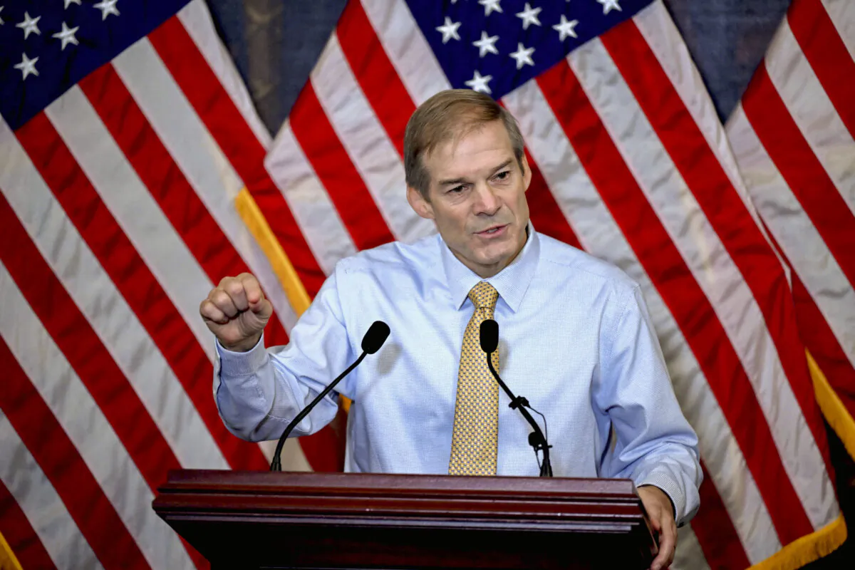 Rep. Jim Jordan (R-Ohio) speaks during a press conference at the U.S. Capitol in Washington on Oct. 19, 2023. (Andrew Caballero-Reynolds/AFP via Getty Images)