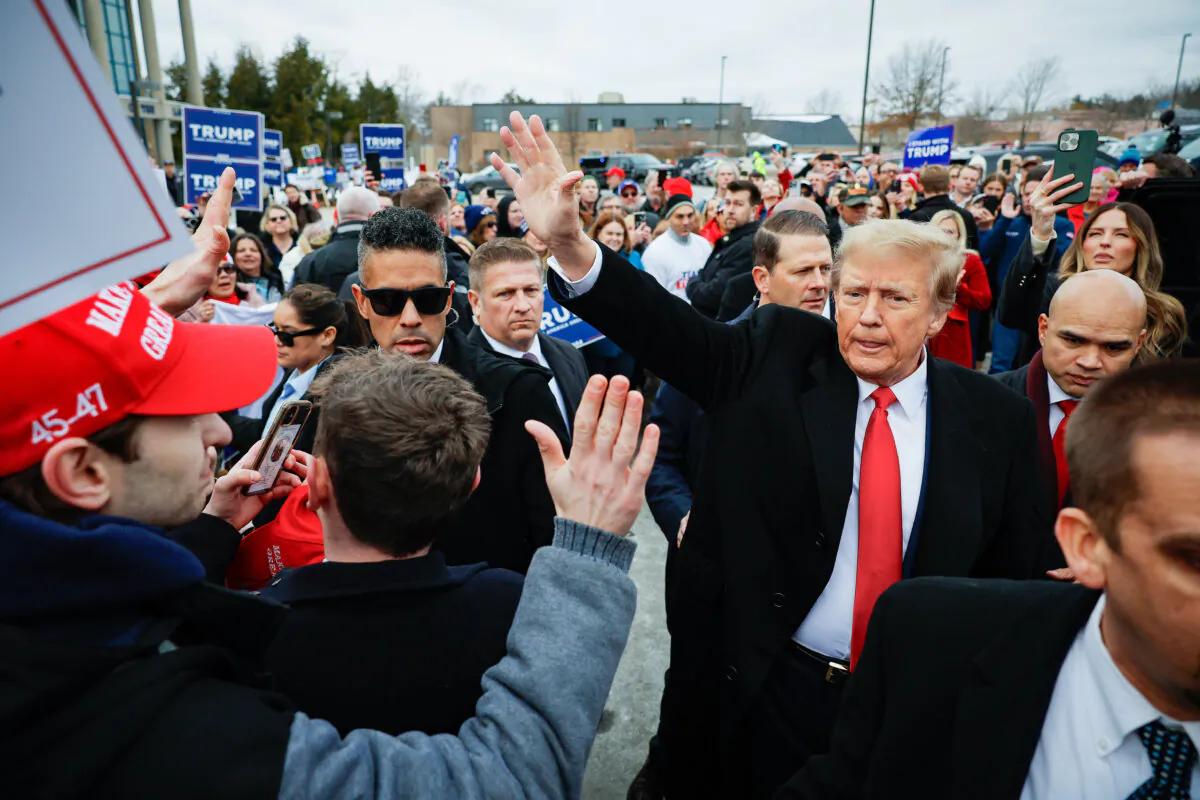 Republican presidential candidate, former President Donald Trump, visits a polling site at Londonderry High School in Londonderry, N.H., on primary day, on Jan. 23, 2024. (Chip Somodevilla/Getty Images)