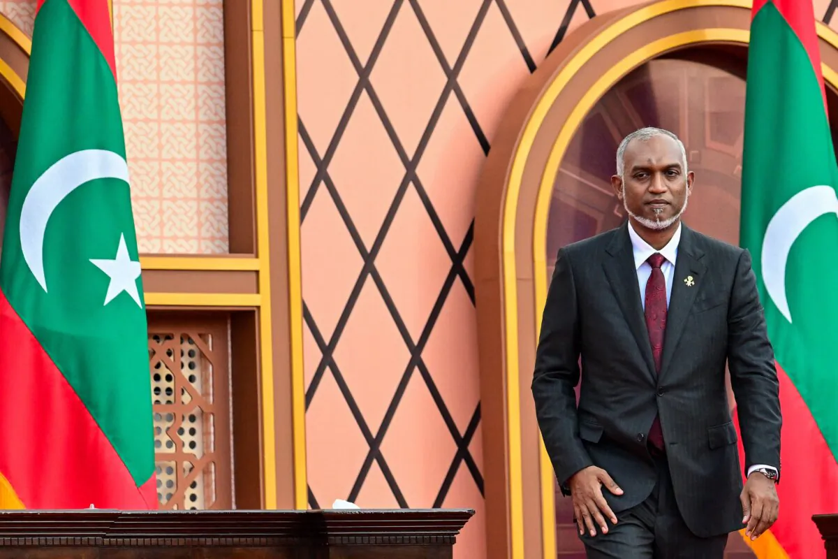Maldives' president Mohamed Muizzu looks on after reading the oath during his inauguration ceremony in Male on November 17, 2023. (Ishara S. Kodikara/AFP via Getty Images)