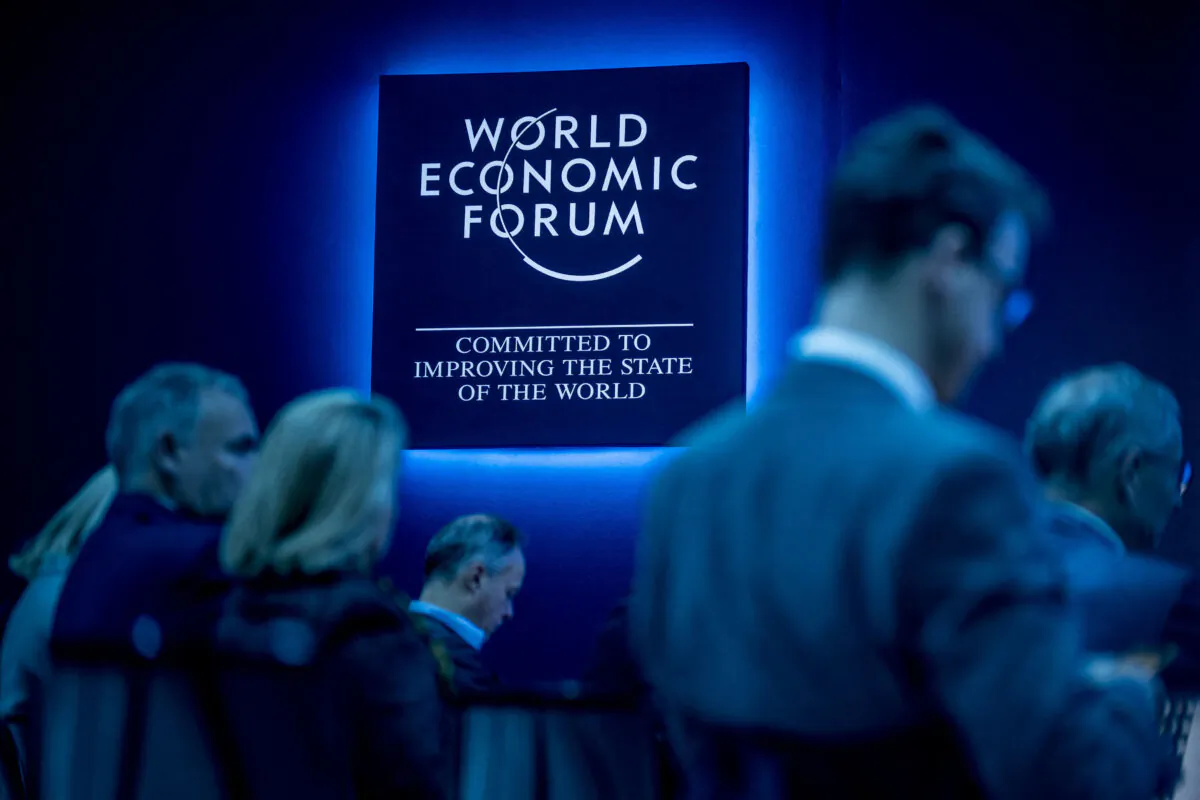 Participants wait for a session at the World Economic Forum annual meeting in Davos, Switzerland, on Jan. 16, 2024. (Fabrice Coffrini/AFP via Getty Images)