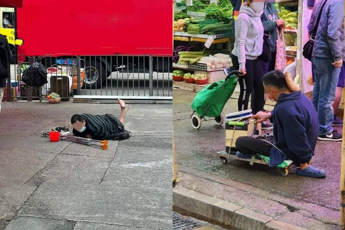 The police arrested a number of people found begging on Hong Kong streets in 2023. (Courtesy of HK Police Force)