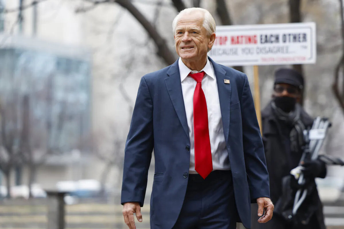 Peter Navarro, a former adviser to President Donald Trump, arrives at the E. Barrett Prettyman Courthouse in Washington on Jan. 25, 2024. (Anna Moneymaker/Getty Images)