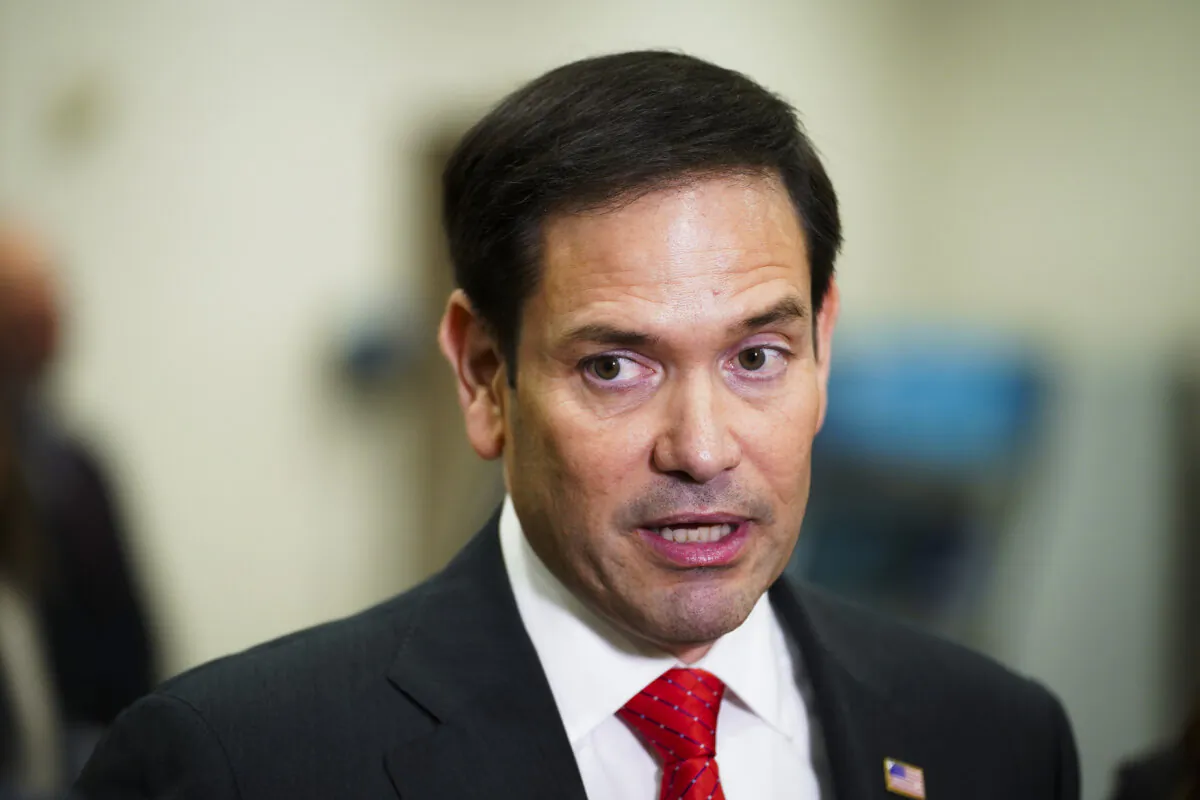 Sen. Marco Rubio (R-Fla.) speaks during a press conference in the U.S. Capitol in Washington on July 11, 2023. (Madalina Vasiliu/The Epoch Times)