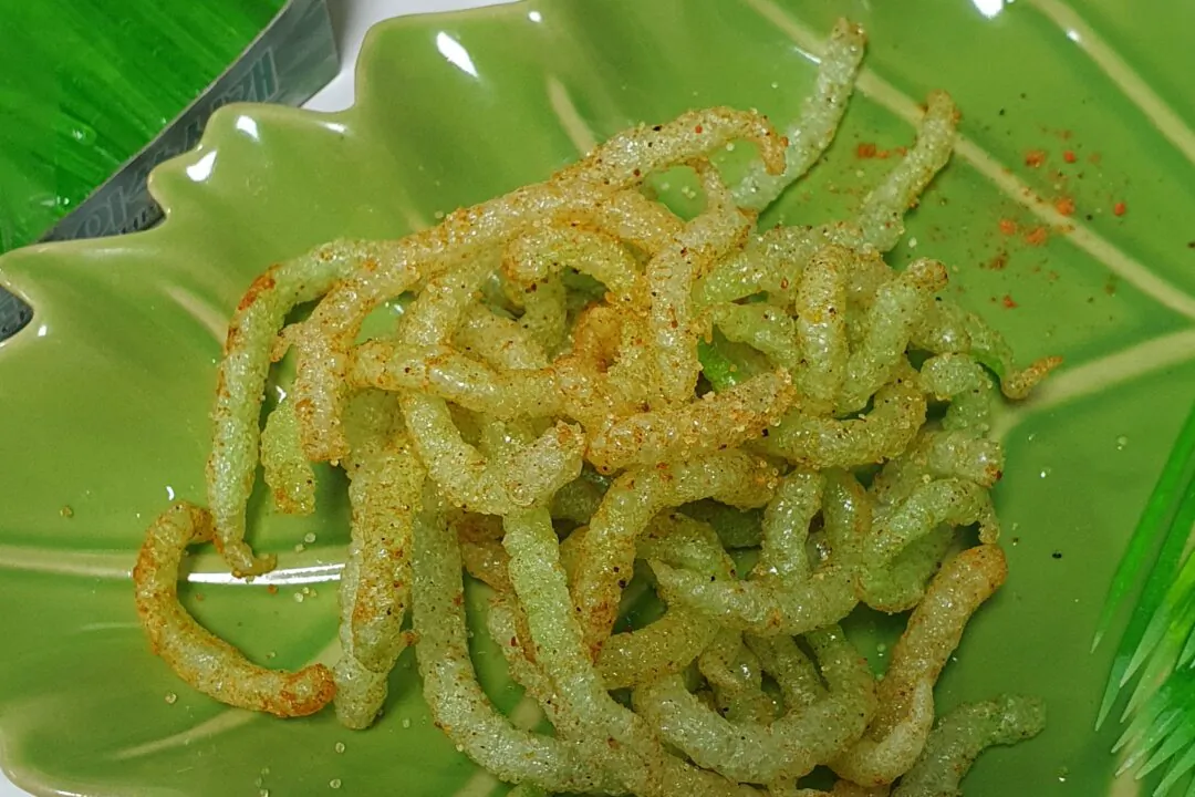 The dish "Fried green toothpick" which went viral following a social media trend against which South Korea's food and drug safety authorities have issued warnings regarding its consumption is placed on a plate in Busan, South Korea, on Jan. 19, 2024. (b_chuchu_/@hee_2458 via X/via Reuters)