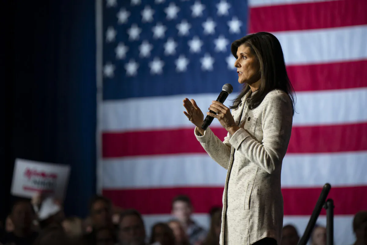 Republican presidential hopeful and former U.N. Ambassador Nikki Haley holds a rally in North Charleston, S.C., on Jan. 24, 2024. (Allison Joyce/Getty Images)