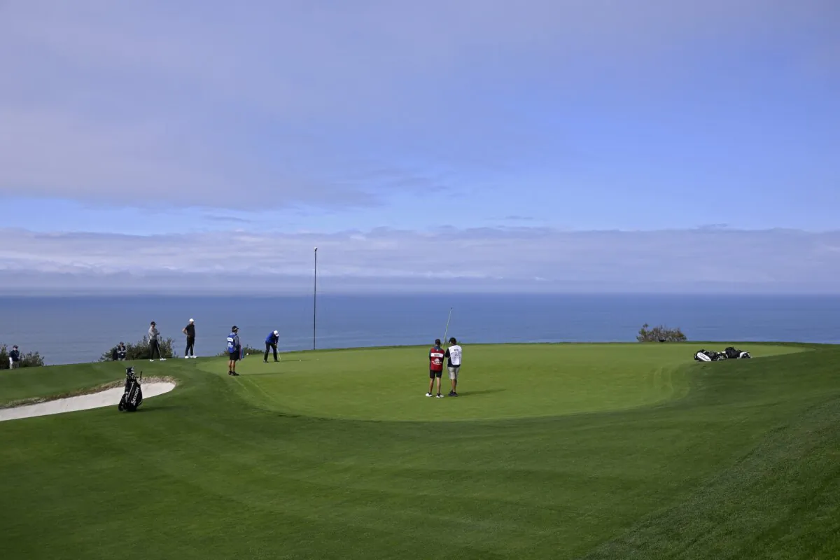 A general view of the fourth green during the Farmers Insurance Open at Torrey Pines South Course in La Jolla, Calif., on January 25, 2024. (Orlando Ramirez/Getty Images)