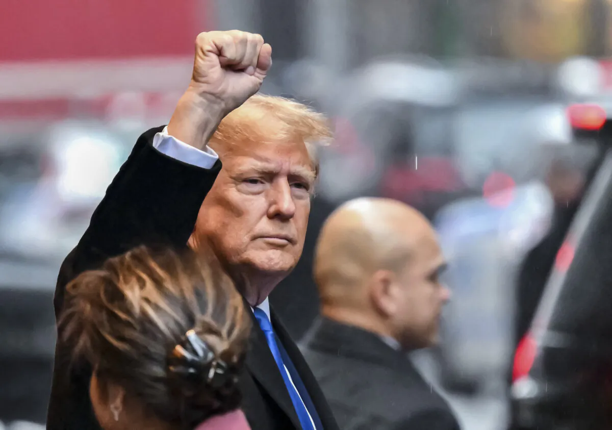 Former US President Donald Trump departs for his sexual assault defamation trial in New York on January 25, 2024. Trump's trial resumes on Thursday, two days after the Republican primaries in New Hampshire, with the former US president expected to testify. Writer Jean Carroll, 80, is seeking more than $10 million alleging that Trump defamed her when he mocked her sexual assault accusations by saying she "is not my type." (Photo by ANGELA WEISS / AFP) (Photo by ANGELA WEISS/AFP via Getty Images)